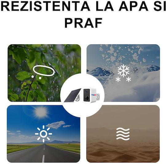 Taggo TAG554-SOLAR-WIFI-3MP Cameră De Supraveghere IP Wi-Fi Full HD+ 3MP Rezistentă La Apă Cu Baterie Și Comunicare Bidirecțională