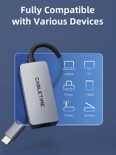 Cabletime CML100 USB Netzwerkadapter mit Verkabelter Ethernet Verbindung