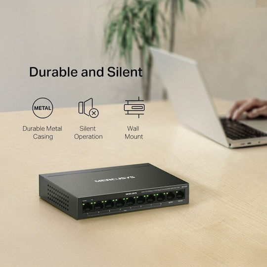 Mercusys MS110CP Unmanaged L2 PoE Switch με 10 Θύρες Ethernet