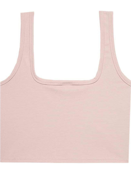 Γυναικείο Αθλητικό Crop Top Αμάνικο Μπεζ