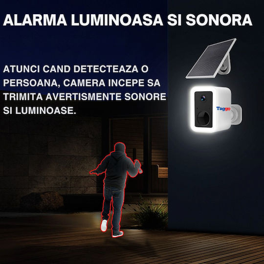 Taggo TAG554-SOLAR-WIFI-3MP Cameră De Supraveghere IP Wi-Fi Full HD+ 3MP Rezistentă La Apă Cu Baterie Și Comunicare Bidirecțională