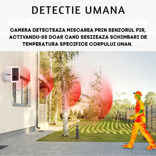 Taggo TAG554-SOLAR-WIFI-3MP Cameră De Supraveghere IP Wi-Fi Full HD+ 3MP Rezistentă La Apă Cu Baterie Și Comunicare Bidirecțională