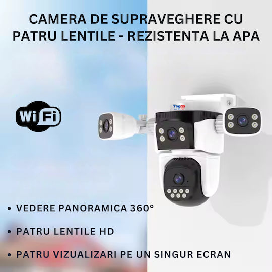 Taggo TAG621-WIFI-12MP Cameră de Supraveghere IP Wi-Fi cu Comunicare Bidirecțională