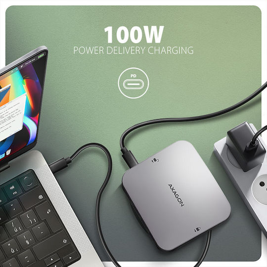 Axagon HMC-UFO USB-C Docking Station mit HDMI 4K PD Ethernet Gray