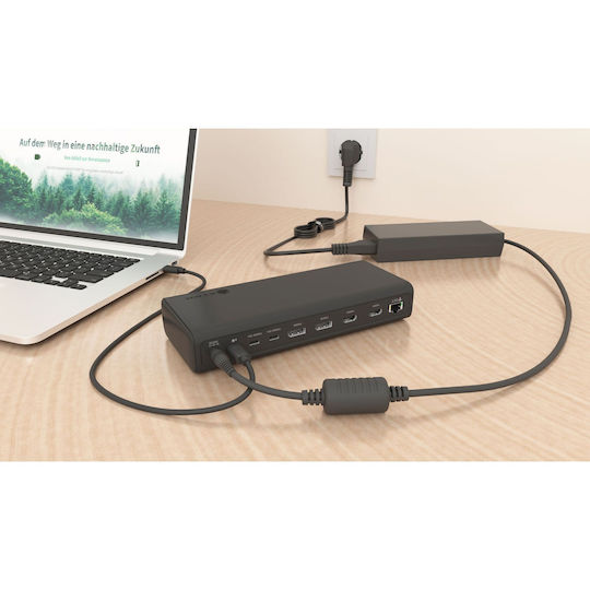 Icy Box USB-C Docking Station με HDMI/DisplayPort 4K PD Ethernet Μαύρο (IB-DK7401-CU31)