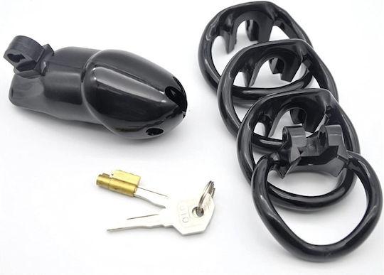 Smd Encaged Chastity Male Penis Cage Adjustable 4 Pieces Fits Hidden Lock & Hollow Design Black
