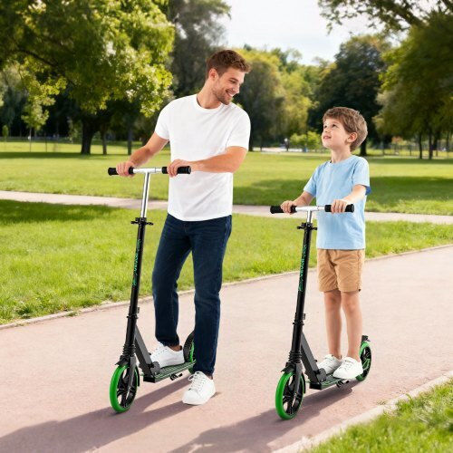 Vevor Patinetă Copii Pliabilă cu 2 Roți pentru 8+ Ani Negru Verde