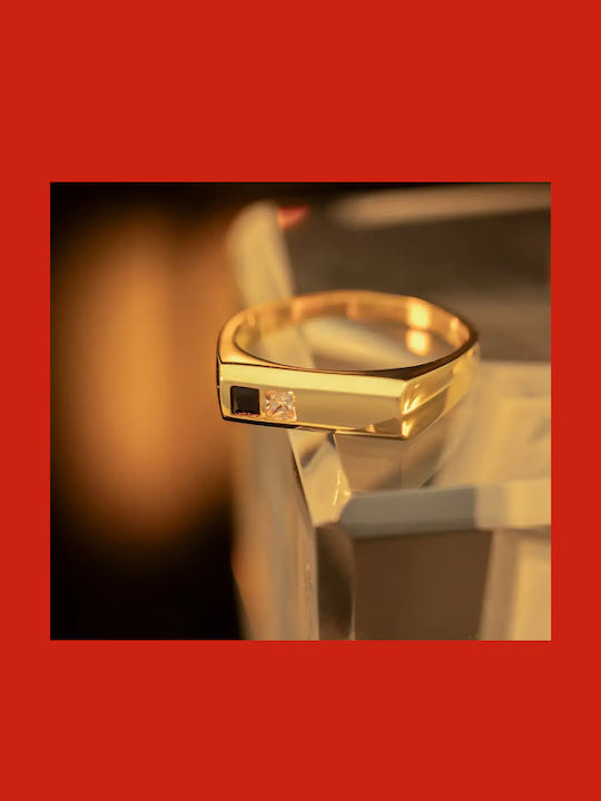Bărbat Inel cu Zirconiu din Aur 14K