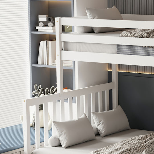 Beamer Kids Bed Bunk Semi Double White for Mattress 140x190cm