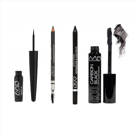 MD Professionnel Total Black Eyes Kit Makeup Set for Eyes & Eyebrows 4pcs