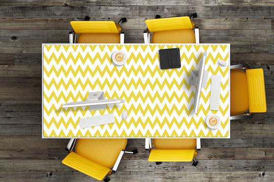 Decorative Desk Protector Home Office Yellow Zigzag 90x45 Cm