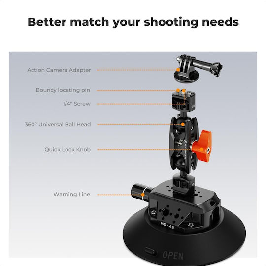 K&f Concept Ms46 6" Suction Cup Magic Arm Action Cameras DSLR & Mirrorless Kf31.136