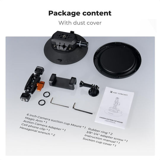 K&f Concept Ms46 6" Suction Cup Magic Arm Action Cameras DSLR & Mirrorless Kf31.136