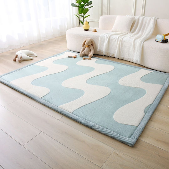 Hakuna Matte Χειροποίητο Παιδικό Χαλί Γαλάζιο 200x150cm Πάχους 25mm