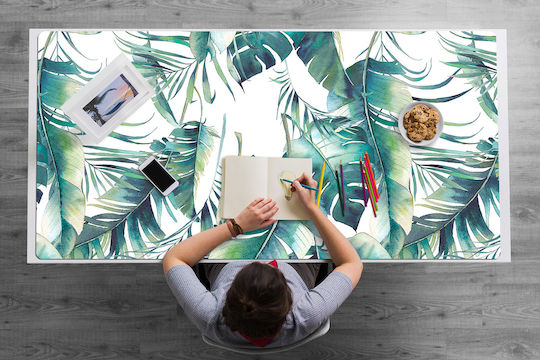 Vinyl Desk Pad Keyboard Mouse XL Palm Leaves 90x45 Cm