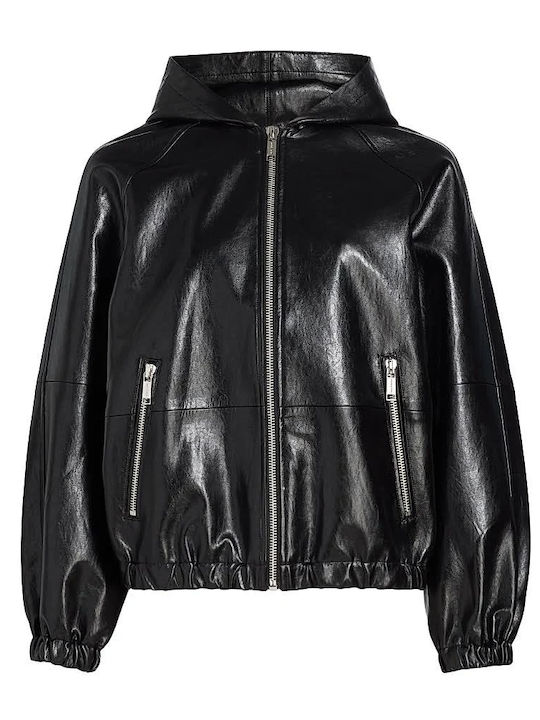 Women's Lifestyle Jacket for Winter with Hood Black