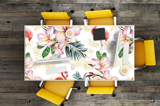 Vinyl Desk Pad Flamingo In Flowers 90x45 Cm
