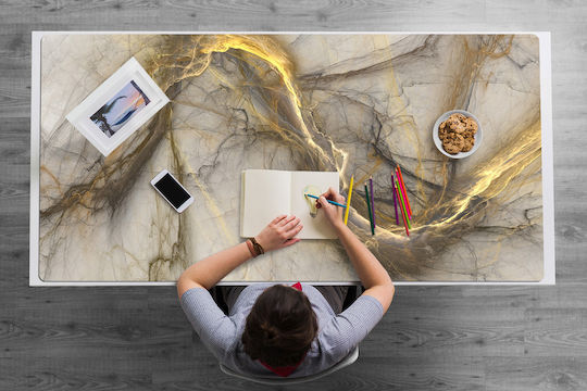 Desk Protector Keyboard Mouse Gold Marble 100x50 Cm