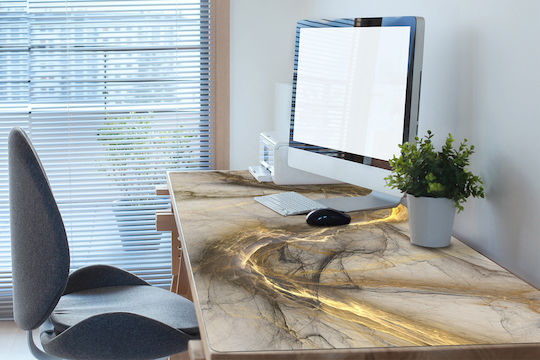 Desk Protector Keyboard Mouse Gold Marble 100x50 Cm