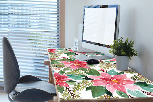 Desk Protector Decorative Print Red Stars 90x45 Cm