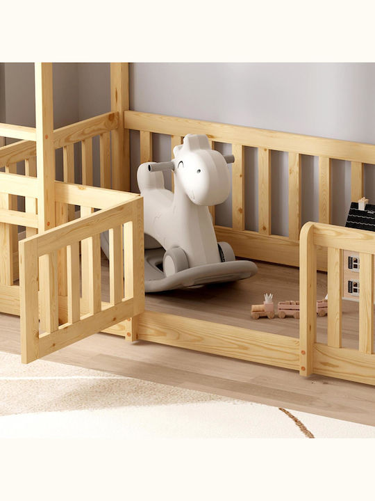 Playkid Pat pentru Copii Cușeta Single cu Saltea Bej 90x190cm