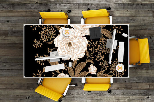 Vinyl Desk Pad Keyboard Mouse Rosettes Retro Style 100x50 Cm