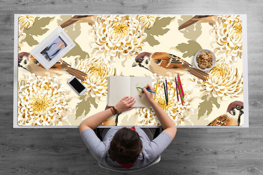 Covoraș Decorativ Pentru Birou Protecție Suprafețe De Lucru Păsări Aurii 120x60 Cm
