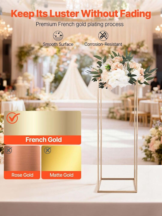 Wedding Flower Base Vevor 10 Pieces Flower Base Column 80cm Flower Bases Metal Laminate Gold Rectangular Flower Presentation Base Wedding Party Birthday Home Gold Centerpiece Bases