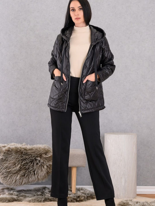 Femei Din material textil Pantaloni cu elastic cu Croială Dreaptă Black