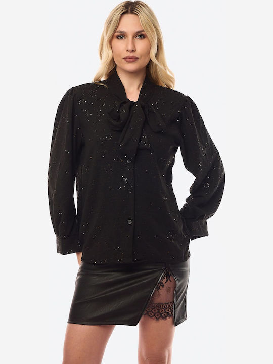 Langärmelig Damen Hemd Black