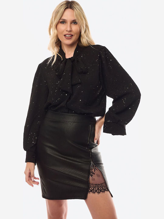 Langärmelig Damen Hemd Black