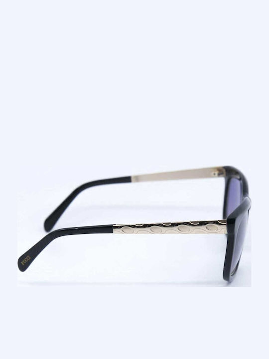 Emilio Pucci Unisex Sonnenbrille mit Schwarz Gestell und Schwarz Linse EP21 01B