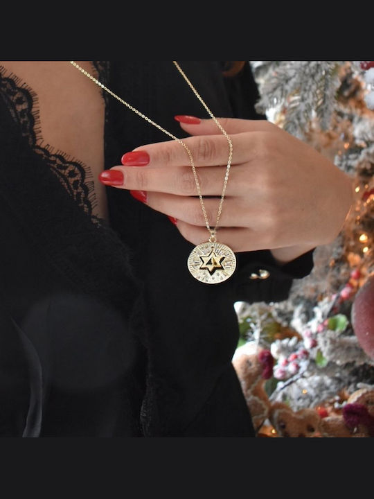 Oxette Necklace Talisman with design Star Gold Plated