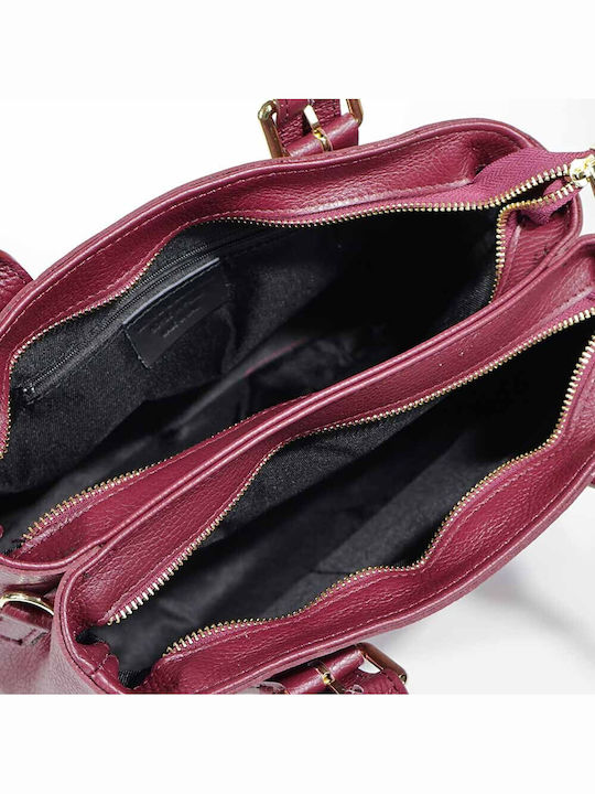 Leather Women's Bag Tote Handbag Burgundy
