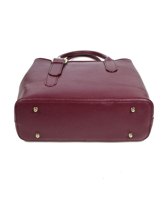 Leather Women's Bag Tote Handbag Burgundy