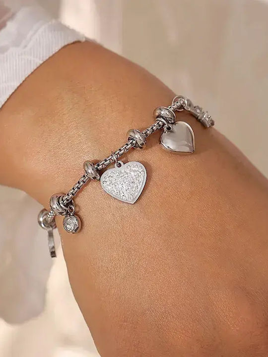 Women's Bracelet with design Heart made of Steel with Zircon
