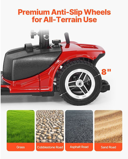 Vevor Scaun cu Rotile Scooter Pliabil CXZDZXCHS3L2EEAFH001V2 Roșu