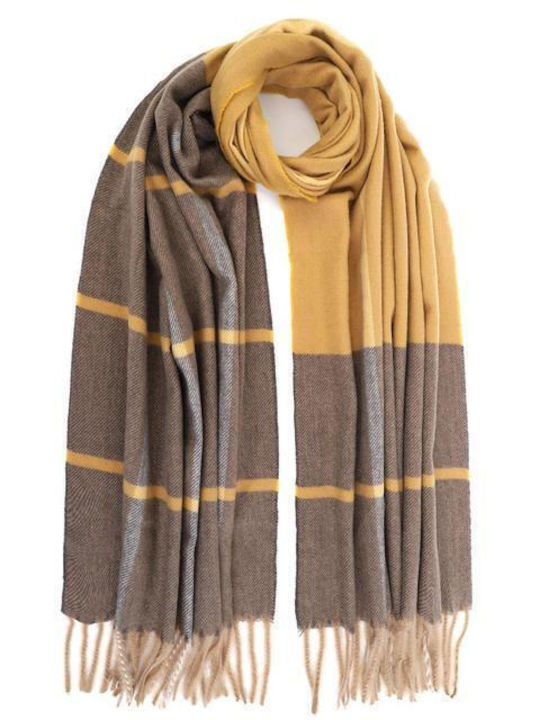 Frauen Set mit Beanie Gestrickt in Braun Farbe