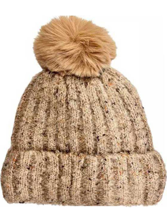 Frauen Set mit Beanie Gestrickt in Braun Farbe