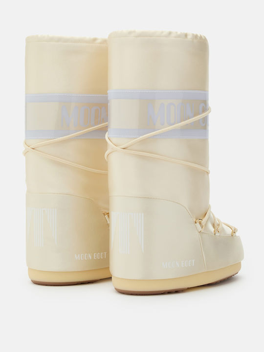 Synthetic Leather Snow Boots with Laces Icon Beige