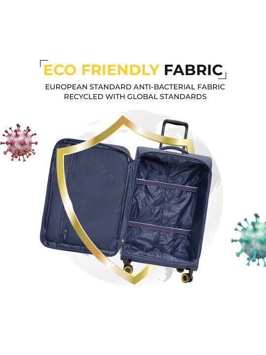 Verage Large Travel Suitcase Fabric Blue with 4 Wheels Height 80cm