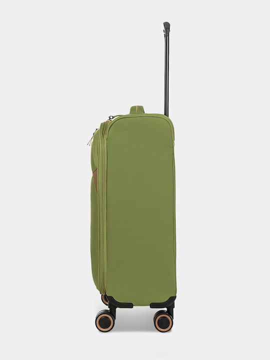Verage Cabin Travel Suitcase Fabric Green with 4 Wheels Height 55cm
