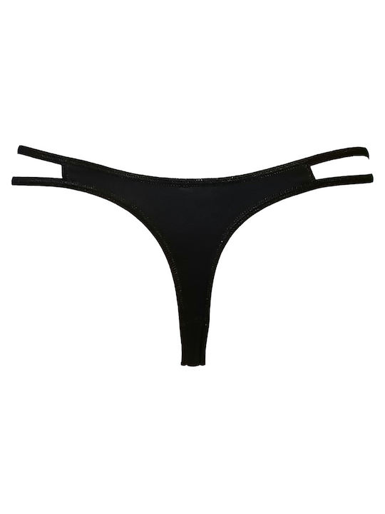 Γυναικείο String με Δαντέλα Μαυρο