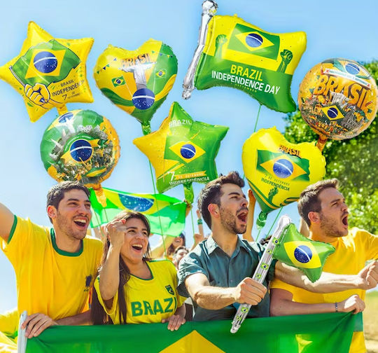 Set of 8 Yellow Green Balloons Brazil Theme