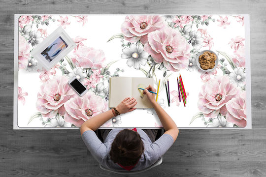 Tulup Schreibtischunterlagen Dekorative Schreibtischmatte Schutz der Arbeitsfläche Blumen 100x50 cm