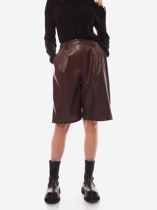 De Damă Din piele Short întreg Brown