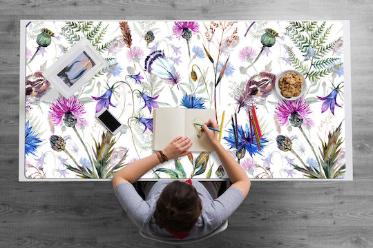 Decorative Protective Desk Pad Home Office Wild Flowers 100x50 Cm