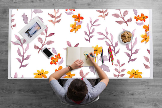 Dekorative Schreibtischunterlage Home Office Mit Gemalten Blumen 100x50 Cm