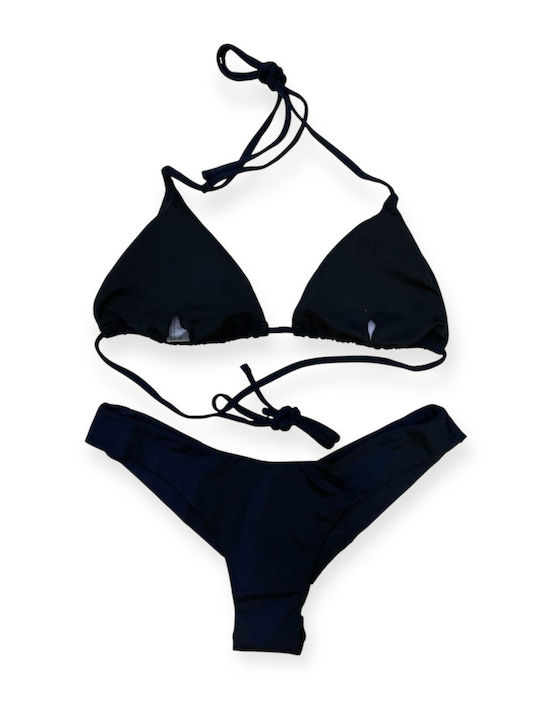 Set Bikini Τριγωνάκι με Αφαιρούμενη Ενίσχυση & Brazil Μαύρο