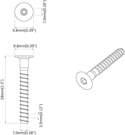 vidaXL Screw Torx Metallic with Diameter M7mm 2pcs